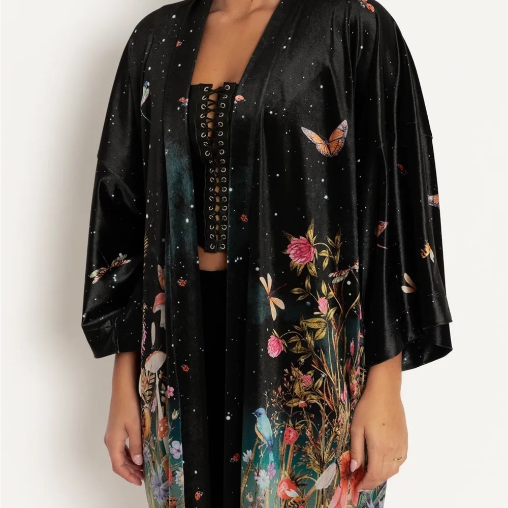 Blackmilk Fairytale Floral Velvet Robe